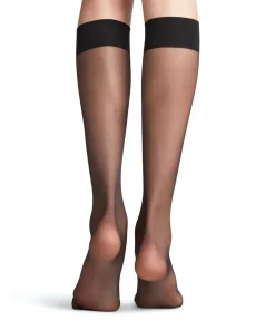 FALKE Seidenglatt 15 DEN dames kniekousen, zwart (black)