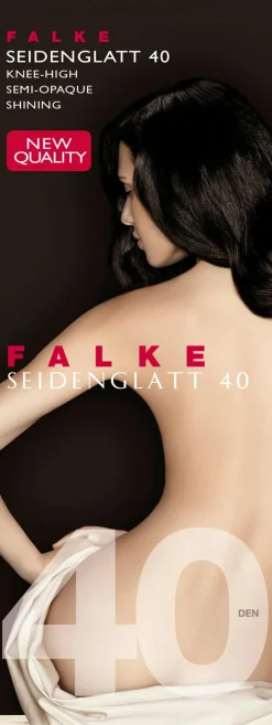 FALKE Seidenglatt 40 DEN dames kniekousen, zwart (black)