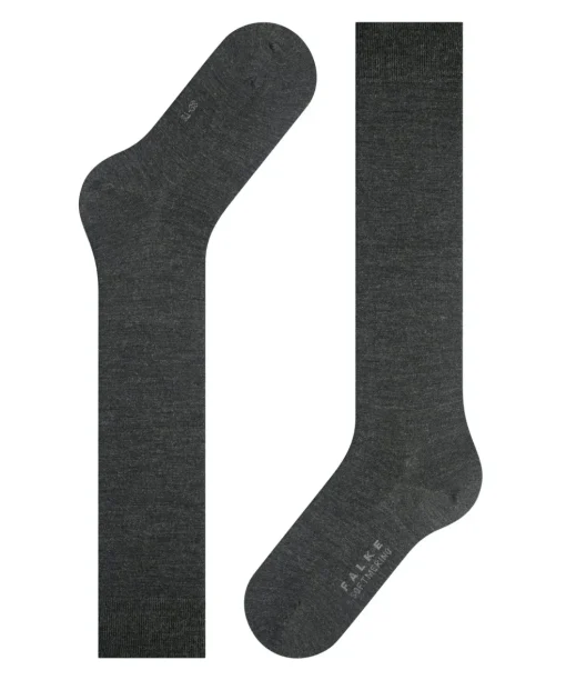 FALKE Softmerino dames kniekousen, antraciet grijs (anthra.mel)