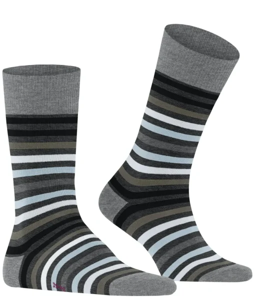 FALKE Tinted Stripe herensokken, antraciet grijs (asphalt mel.)