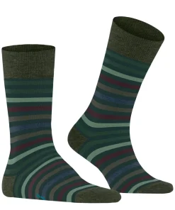 FALKE Tinted Stripe herensokken, groen (wald)