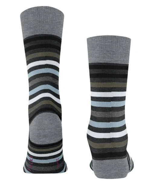 FALKE Tinted Stripe herensokken, antraciet grijs (asphalt mel.)