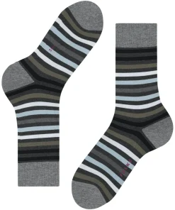 FALKE Tinted Stripe herensokken, antraciet grijs (asphalt mel.)