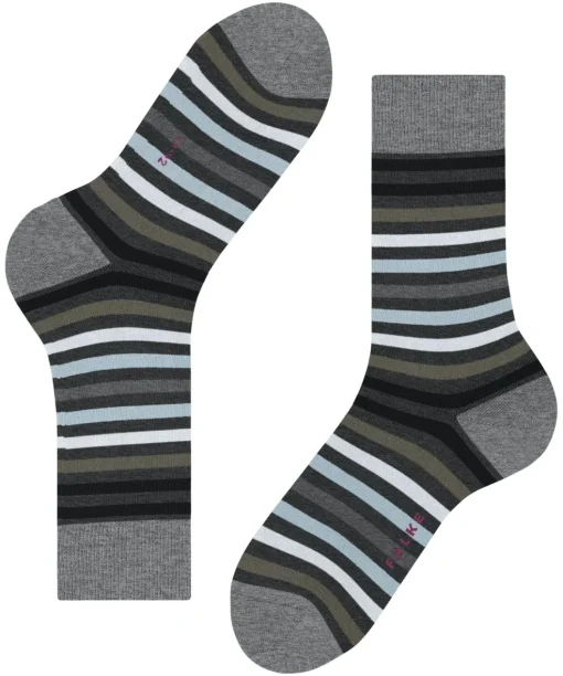 FALKE Tinted Stripe herensokken, antraciet grijs (asphalt mel.)