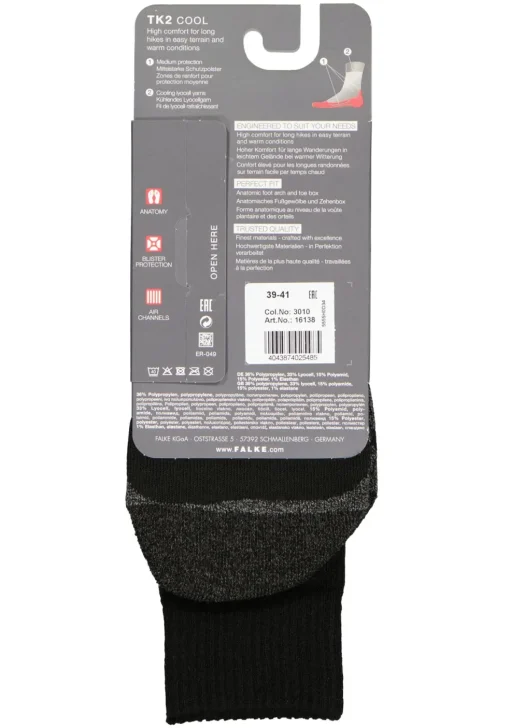 FALKE TK2 Cool heren wandelsokken, zwart (black-mix)