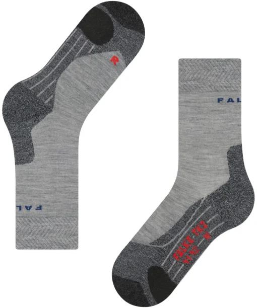 FALKE TK2 Explore Melange dames trekking sokken, grijs (m.grey melange)