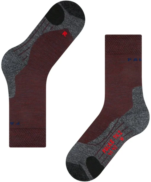 FALKE TK2 Explore Melange dames trekking sokken, rood (winetasting)