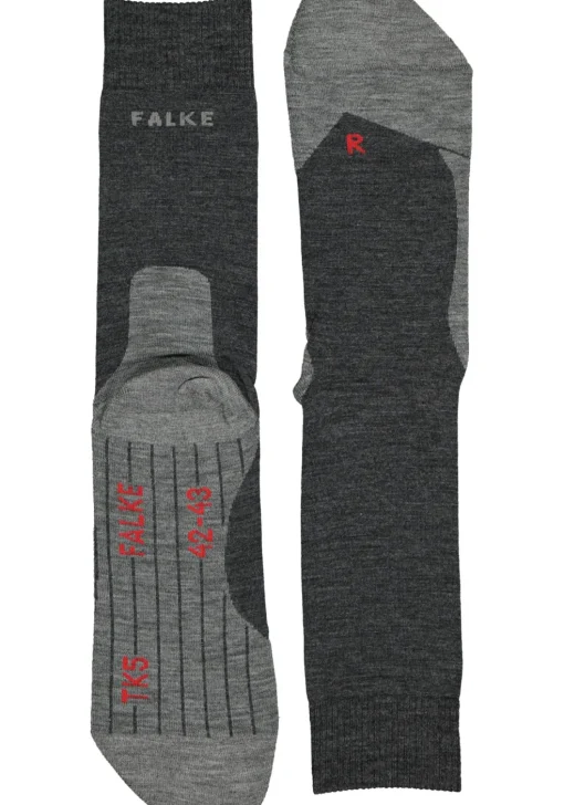 FALKE TK5 heren wandelsokken, antraciet grijs (asphalt melange)