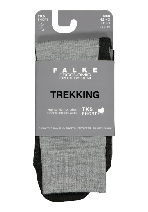 FALKE TK5 Short heren wandelsokken, licht grijs (light grey)