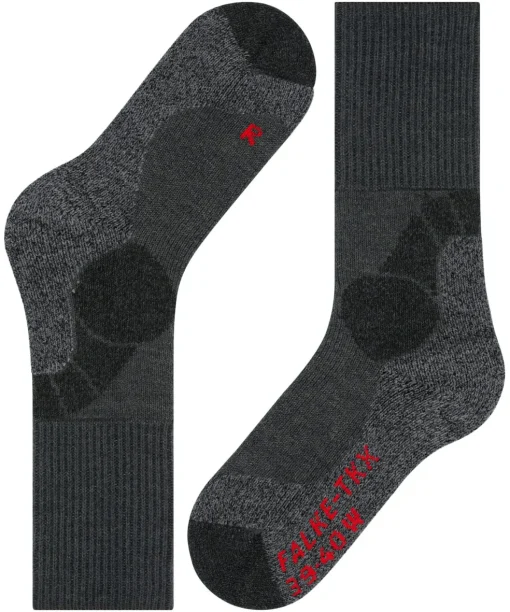 FALKE TKX Expedition dames trekking sokken, asfalt grijs (asphalt melangeange)