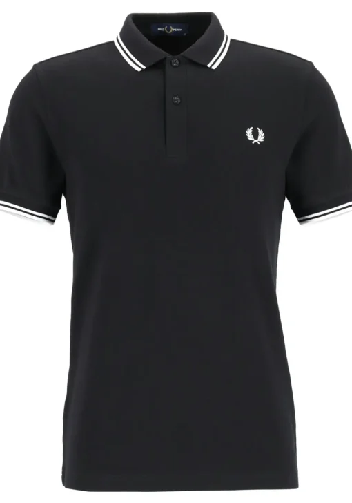 Fred Perry M3600 polo twin tipped shirt, heren polo, Black / White / White