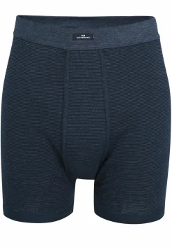 Gotzburg heren boxer lang met gulp (1-pack), middenblauw gestreept