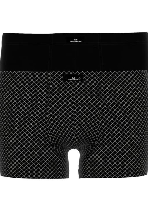 Gotzburg heren boxer normale lengte (2-pack), zwart geruit