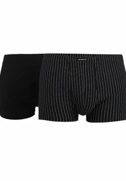 Gotzburg heren boxer normale lengte (2-pack), zwart en zwart-wit gestreept