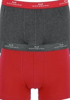 Gotzburg heren boxers (2-pack), normale lengte, donkergrijs en rood