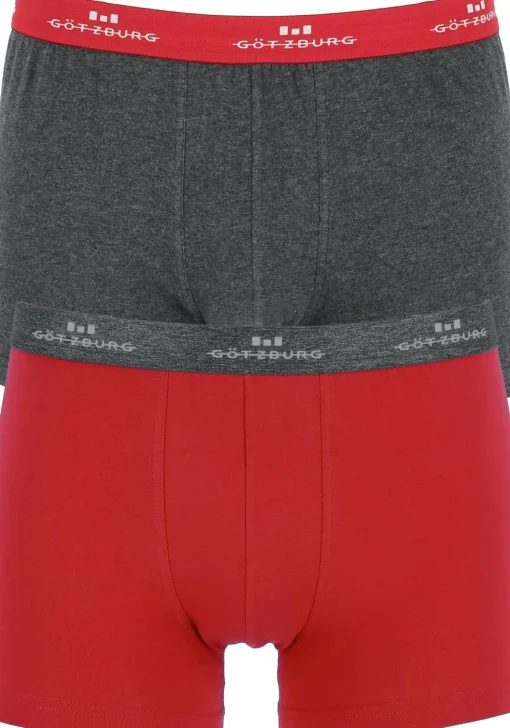 Gotzburg heren boxers (2-pack), normale lengte, donkergrijs en rood