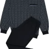 Gotzburg heren pyjama, blauw met lichtblauw en wit dessin