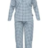 Gotzburg heren pyjama met knoopjes, donkerblauw geruit
