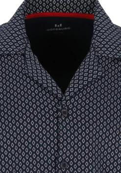Gotzburg heren pyjama met knoopjes, blauw met rood en wit dessin