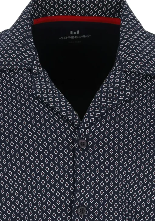 Gotzburg heren pyjama met knoopjes, blauw met rood en wit dessin