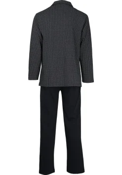 Gotzburg heren pyjama met knoopjes, blauw met rood en wit dessin