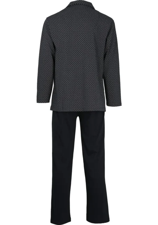 Gotzburg heren pyjama met knoopjes, blauw met rood en wit dessin