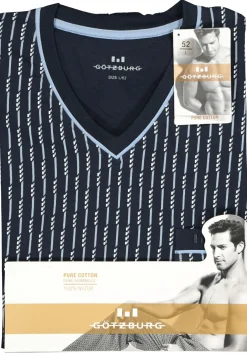 Gotzburg heren shortama, blauw met lichtblauw en wit dessin