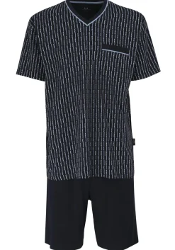 Gotzburg heren shortama, blauw met lichtblauw en wit dessin