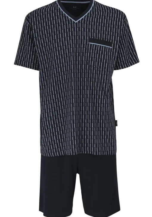 Gotzburg heren shortama, blauw met lichtblauw en wit dessin