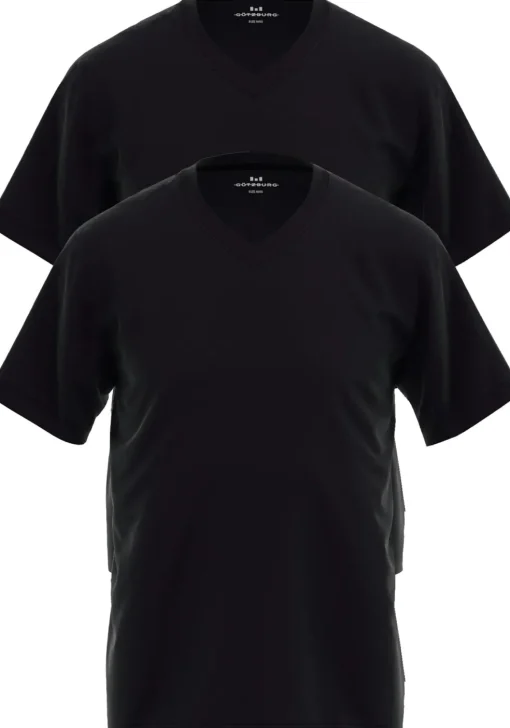 Gotzburg heren T-shirts regular fit V-hals (2-pack), zwart