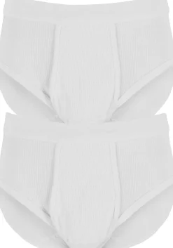 Gotzburg slips doppelripp (2-pack), heren slips met gulp, wit