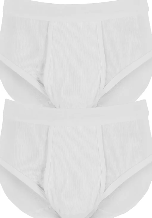 Gotzburg slips doppelripp (2-pack), heren slips met gulp, wit