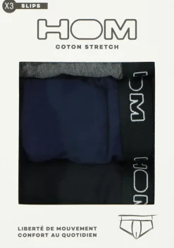 HOM Boxerlines #2 mini briefs (3-pack), heren mini slips, zwart, blauw, grijs