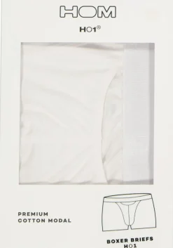 HOM HO1 boxer briefs (1-pack), heren boxer kort met horizontale gulp, wit