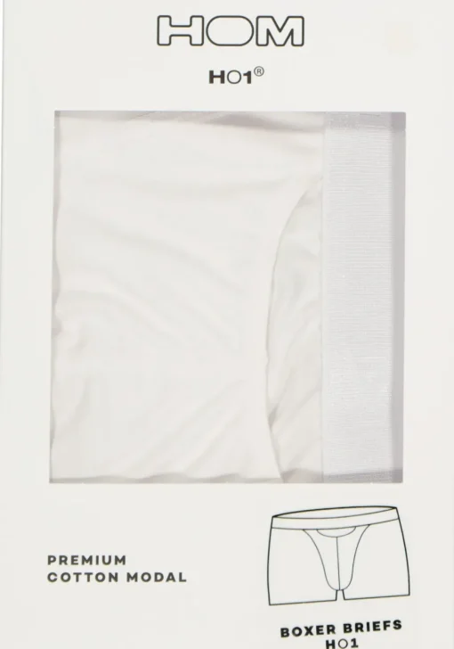 HOM HO1 boxer briefs (1-pack), heren boxer kort met horizontale gulp, wit