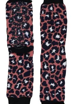 Homepads damessokken huissokken met anti-slip, panter donkerroze met blauw