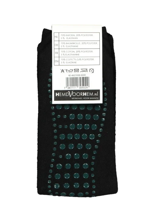 Homepads herensokken, zwart (groene noppen)