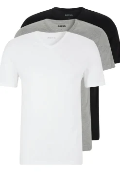 HUGO BOSS Classic T-shirts regular fit (3-pack), heren T-shirts V-hals, wit, grijs, zwart