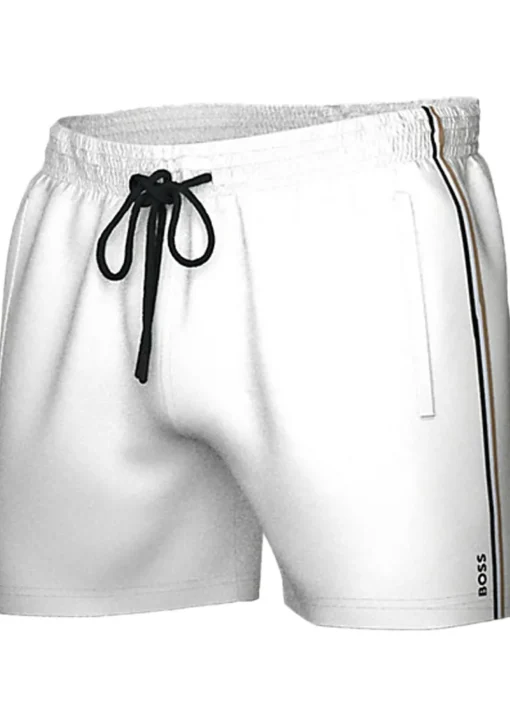 HUGO BOSS Iconic swim shorts, heren zwembroek, wit