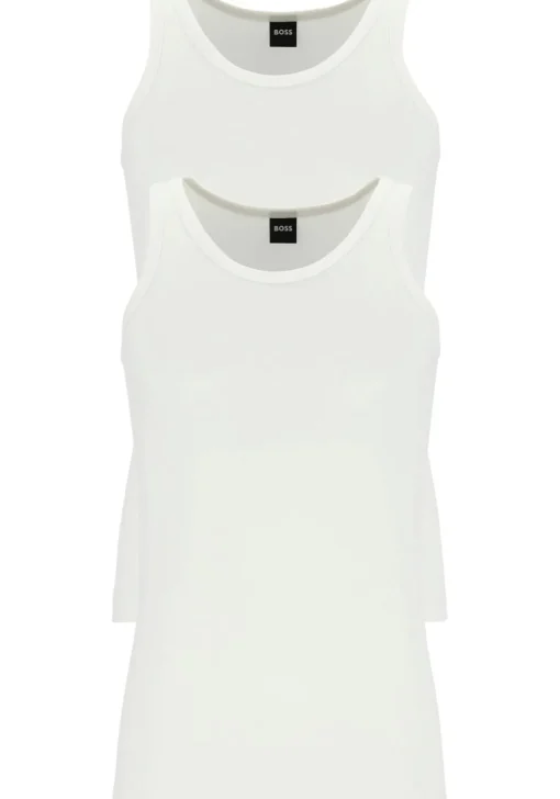 HUGO BOSS Modern stretch tanktops slim fit (2-pack), heren singlets O-hals, wit