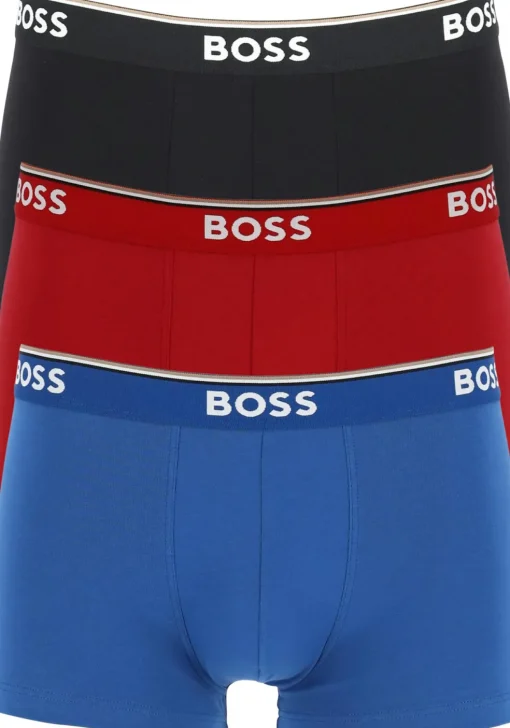 HUGO BOSS Power trunks (3-pack), heren boxers kort, rood, kobalt, zwart