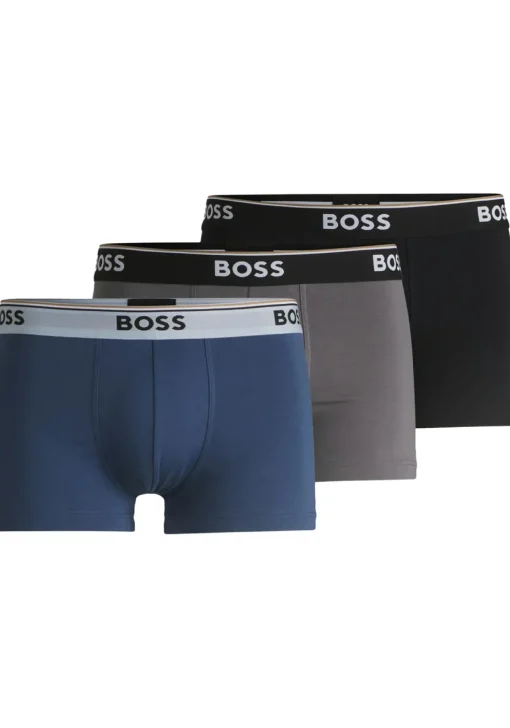 HUGO BOSS Power trunks (3-pack), heren boxers kort, blauw, grijs, zwart