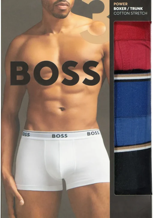 HUGO BOSS Power trunks (3-pack), heren boxers kort, rood, kobalt, zwart