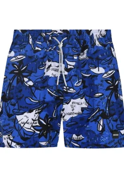 HUGO BOSS Willow swim shorts, heren zwembroek, middenblauw dessin