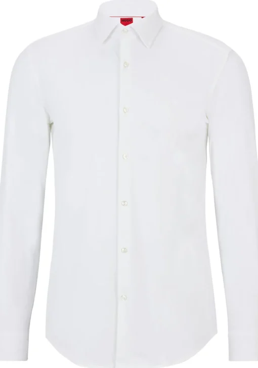 HUGO Kenno slim fit overhemd, tricot, wit