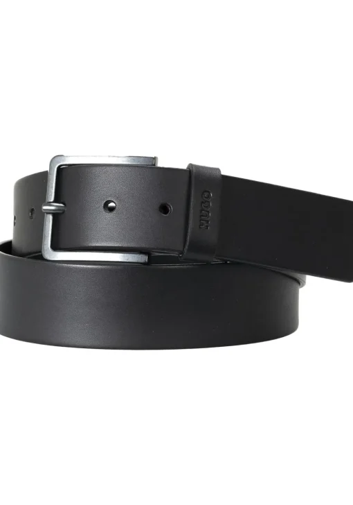 HUGO leren heren riem, zwart