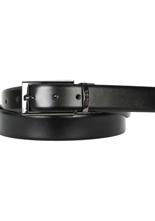 HUGO leren heren riem, zwart