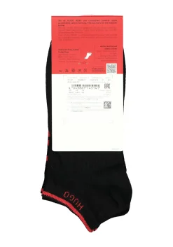 HUGO logo sokken (2-pack), heren enkelsokken, zwart