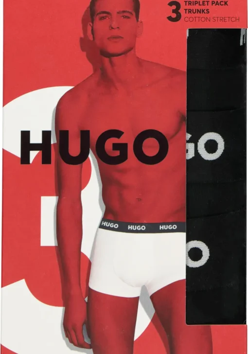 HUGO trunks (3-pack), heren boxers kort, zwart