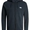 JACK & JONES Air sweat zip hood regular fit, heren sweatvest katoenmengsel met capuchon, blauw blauw melange